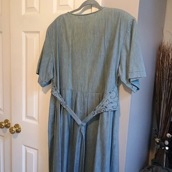 Vintage Carol Anderson II Denim Dress Women’s 20 Blue Midi Shoulder Pads... - Picture 15 of 16